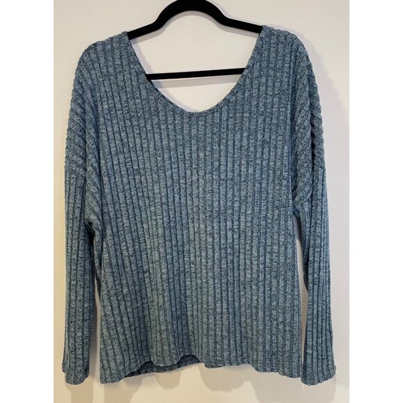 Romwe Womens‎ Ribbed Scoop Neck Pullover Sweater Size M Fitted Preppy 90s Staple - Picture 2 of 9